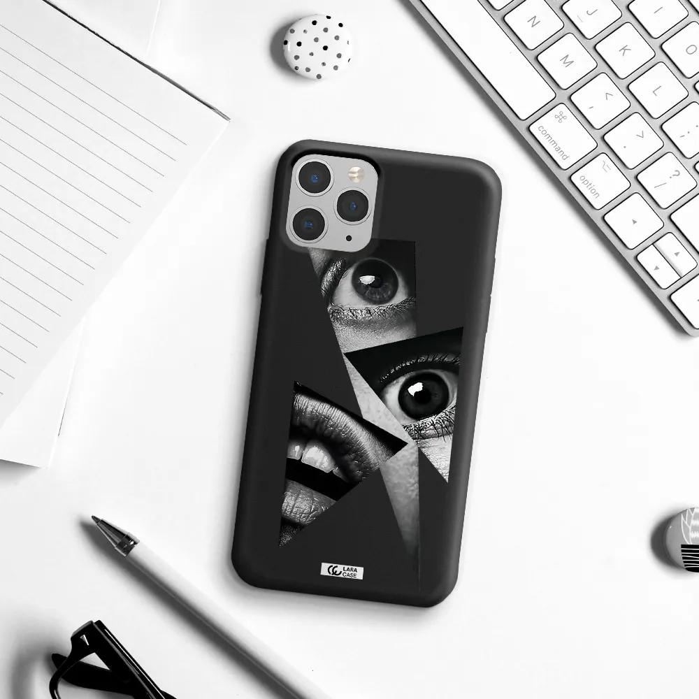 a close-up of a woman's eyes and lips Apple iPhone 11 pro max Silicone black Case