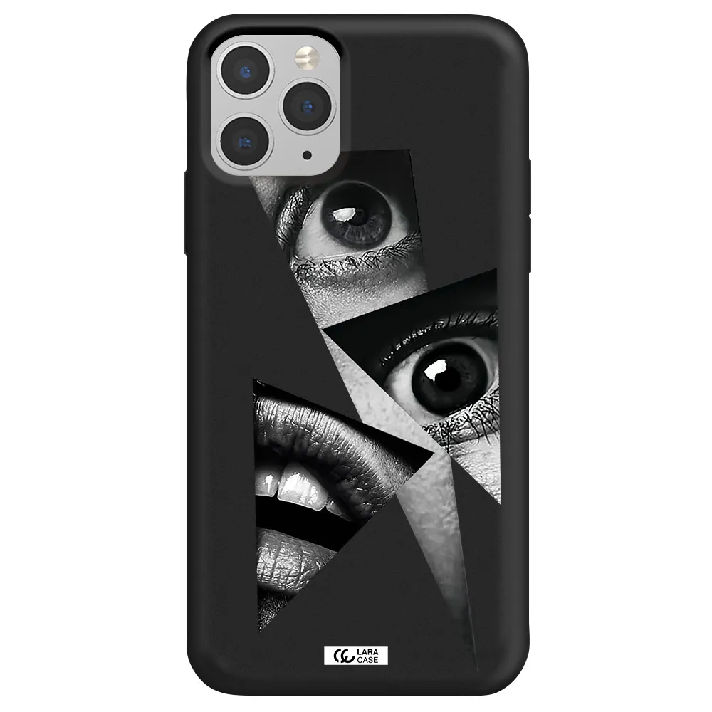 a close-up of a woman's eyes and lips Apple iPhone 11 pro Silicone black Case