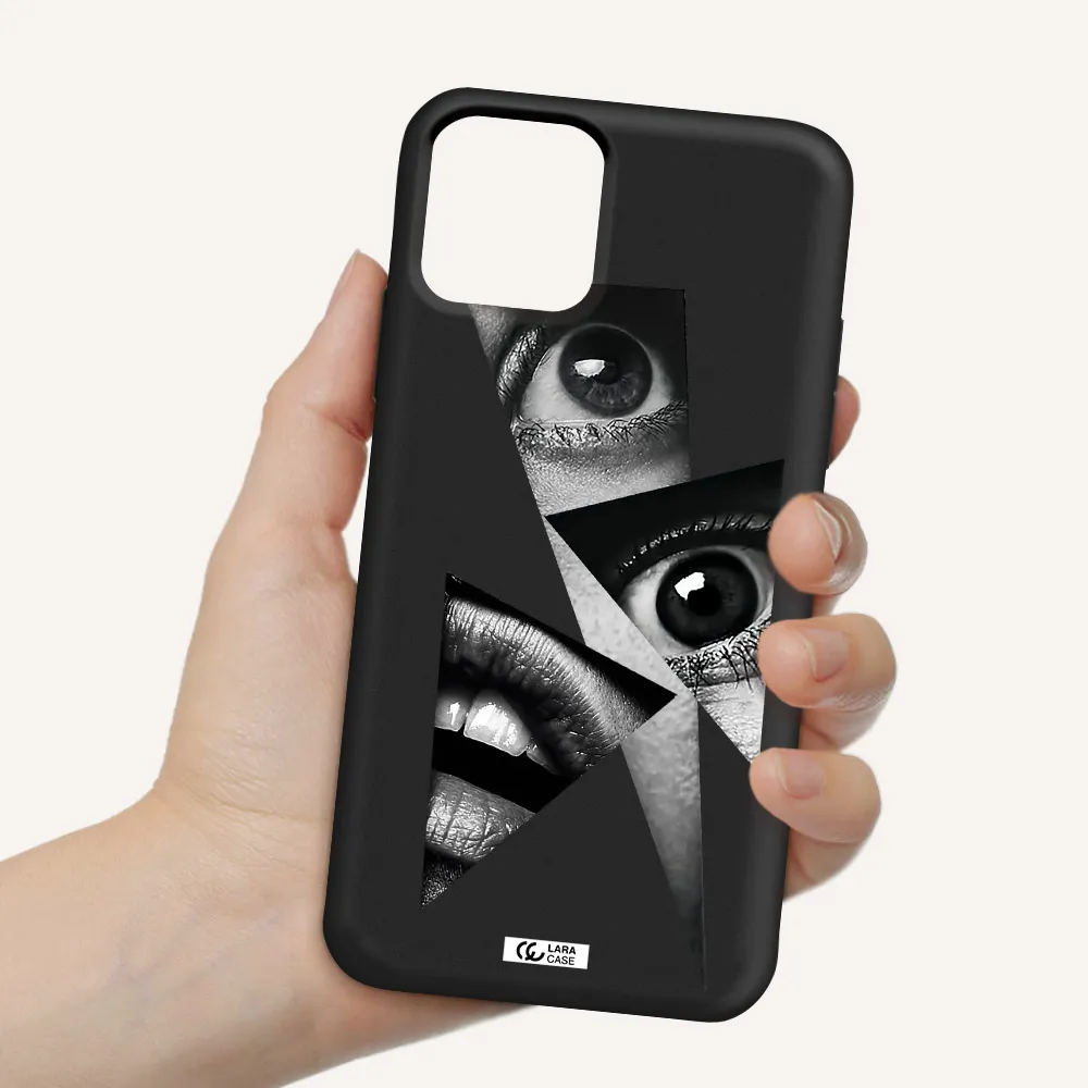 a close-up of a woman's eyes and lips Apple iPhone 11 pro Silicone black Case