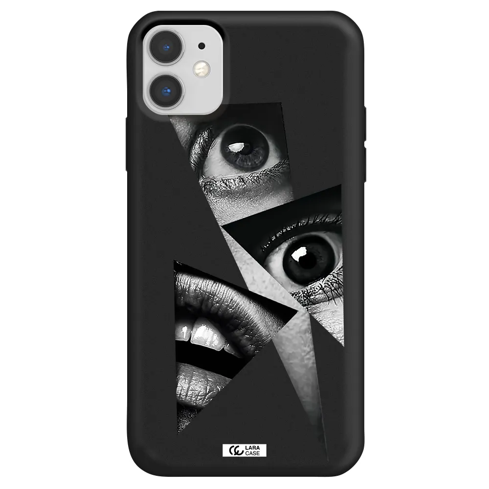 a close-up of a woman's eyes and lips Apple iPhone 11 Silicone black Case