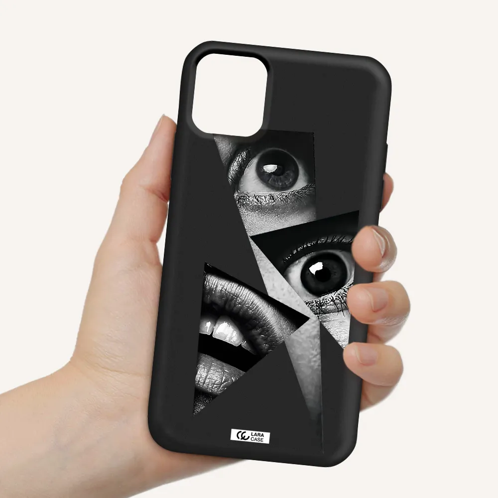 a close-up of a woman's eyes and lips Apple iPhone 11 Silicone black Case