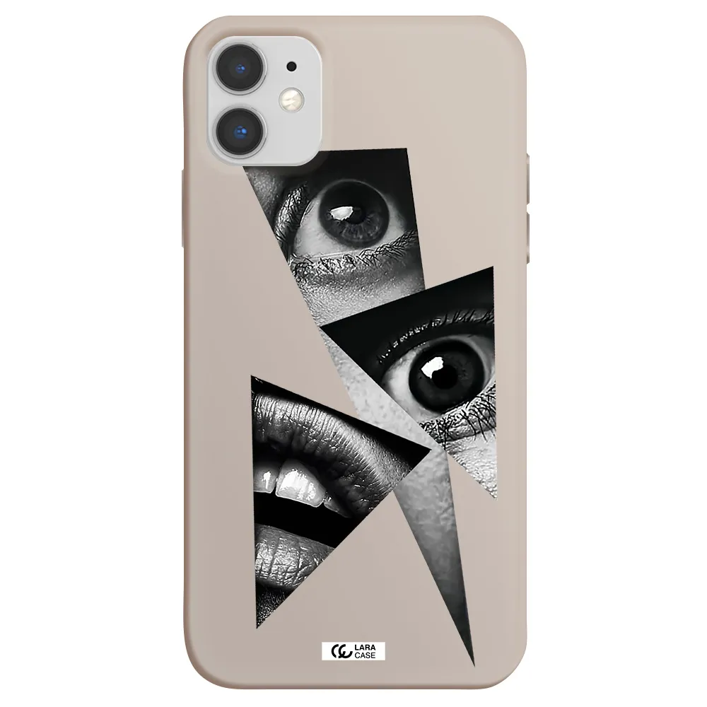 a close-up of a woman's eyes and lips Apple iPhone 11 Silicone Stone Case