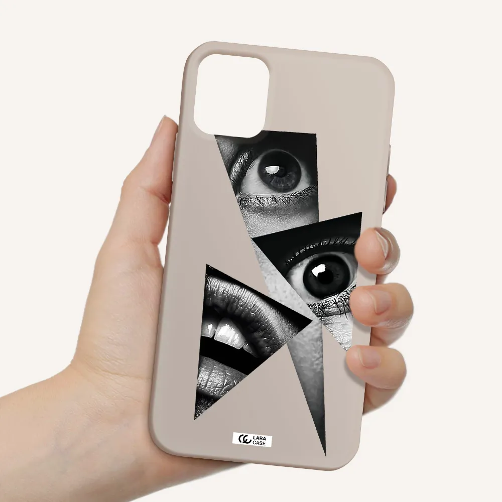 a close-up of a woman's eyes and lips Apple iPhone 11 Silicone Stone Case