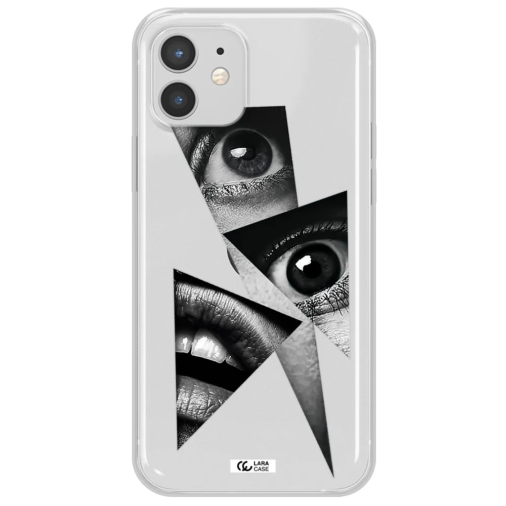 a close-up of a woman's eyes and lips Apple iPhone 12 Clear TPU Case