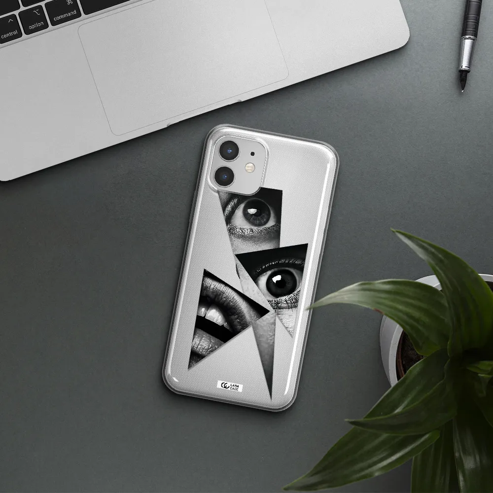 a close-up of a woman's eyes and lips Apple iPhone 12 Clear TPU Case