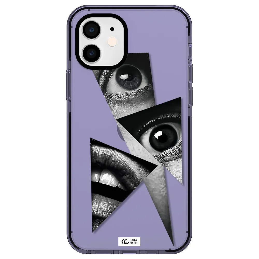 a close-up of a woman's eyes and lips Apple iPhone 12 impact Lilac Case