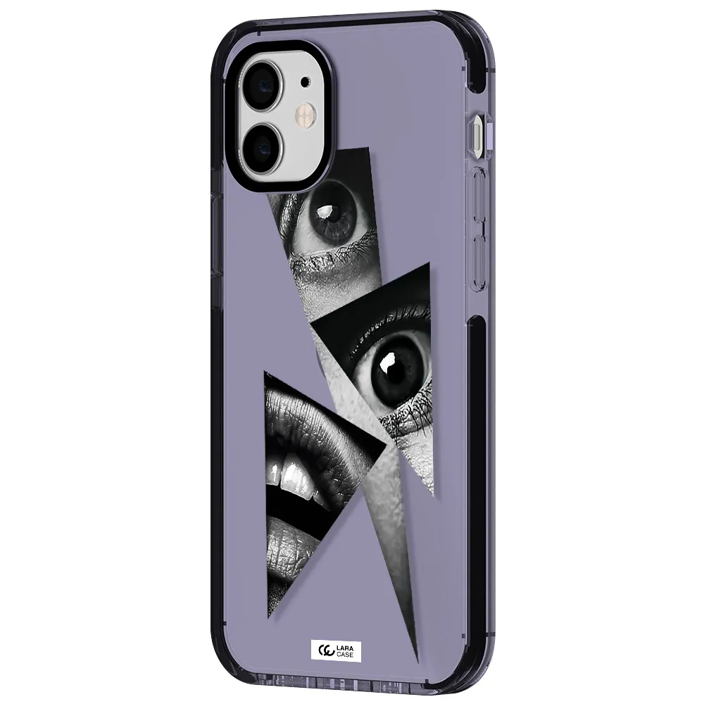 a close-up of a woman's eyes and lips Apple iPhone 12 impact Lilac Case