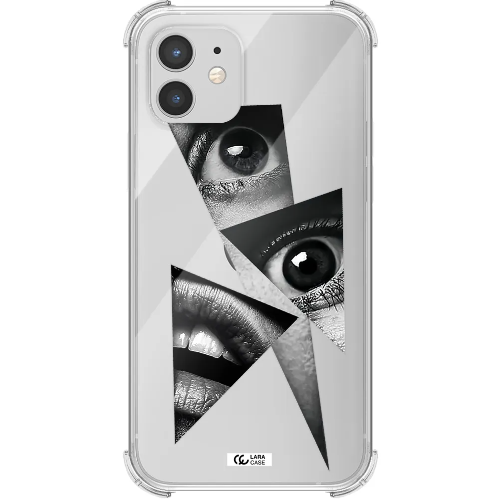 a close-up of a woman's eyes and lips Apple iPhone 12 mini Clear PC Case
