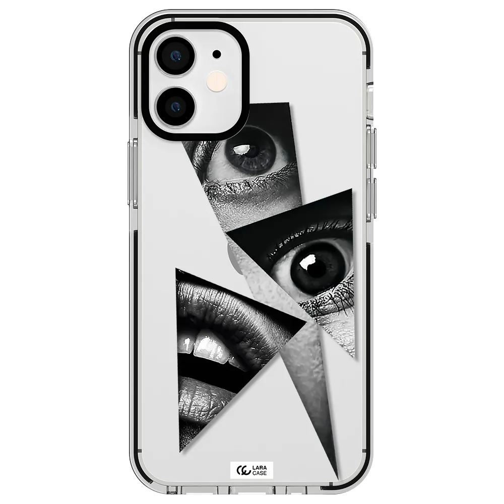 a close-up of a woman's eyes and lips Apple iPhone 12 mini impact black border Case