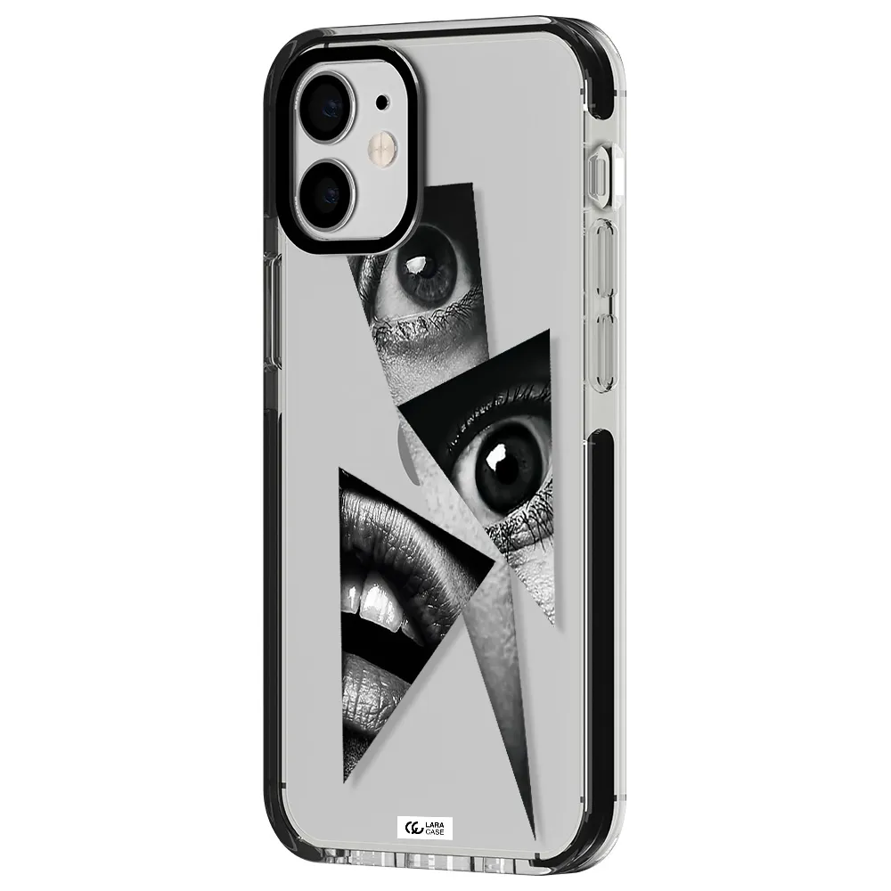 a close-up of a woman's eyes and lips Apple iPhone 12 mini impact black border Case