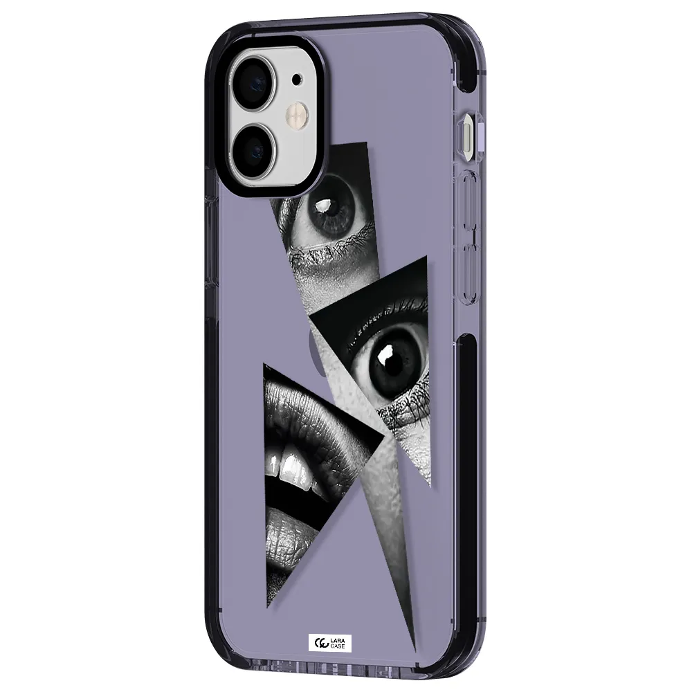 a close-up of a woman's eyes and lips Apple iPhone 12 mini impact Lilac Case