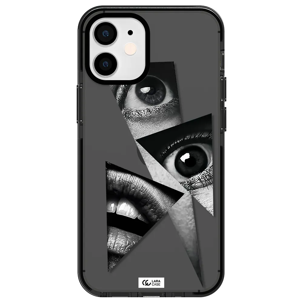 a close-up of a woman's eyes and lips Apple iPhone 12 mini impact Smoke Black Case