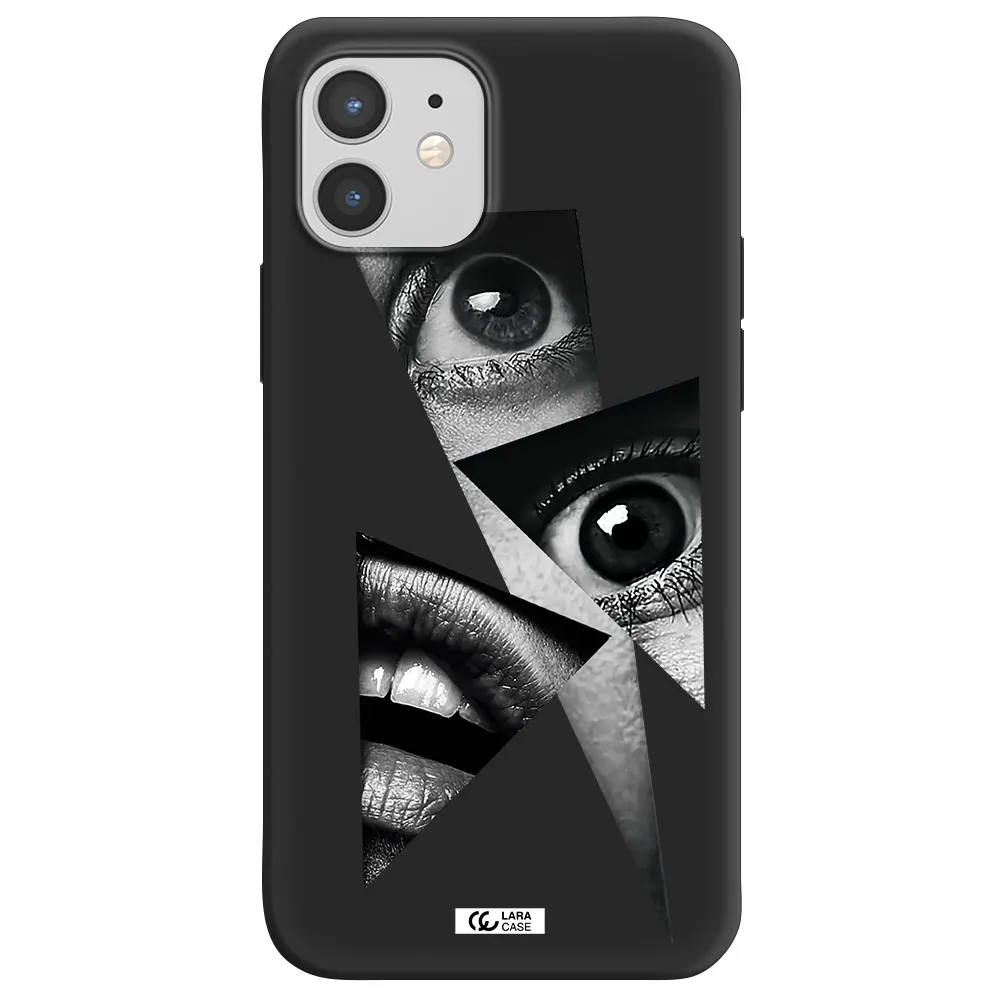 a close-up of a woman's eyes and lips Apple iPhone 12 mini Silicone black Case