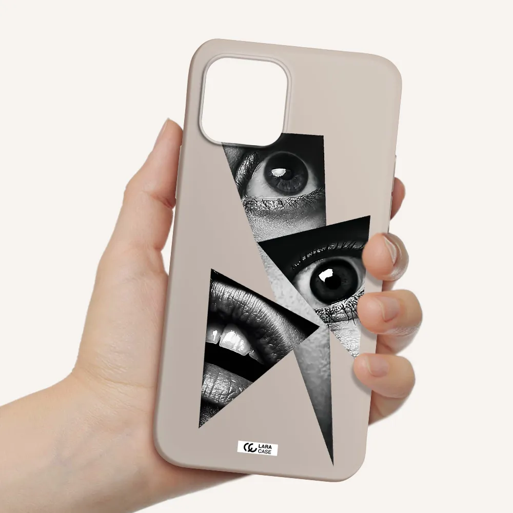 a close-up of a woman's eyes and lips Apple iPhone 12 mini Silicone Stone Case