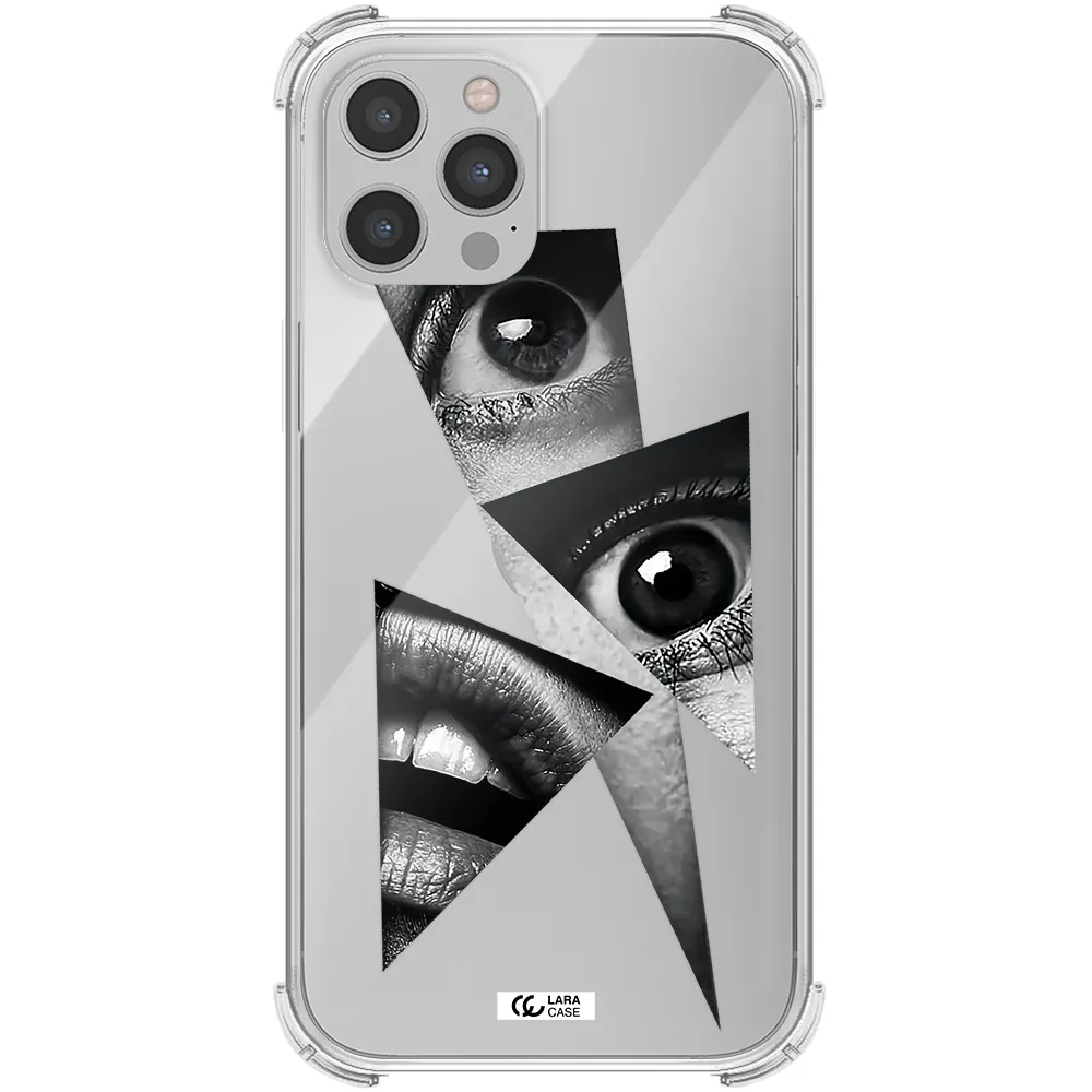 a close-up of a woman's eyes and lips Apple iPhone 12 pro Clear PC Case