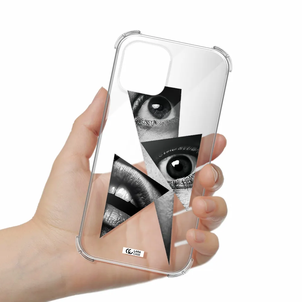 a close-up of a woman's eyes and lips Apple iPhone 12 pro Clear PC Case