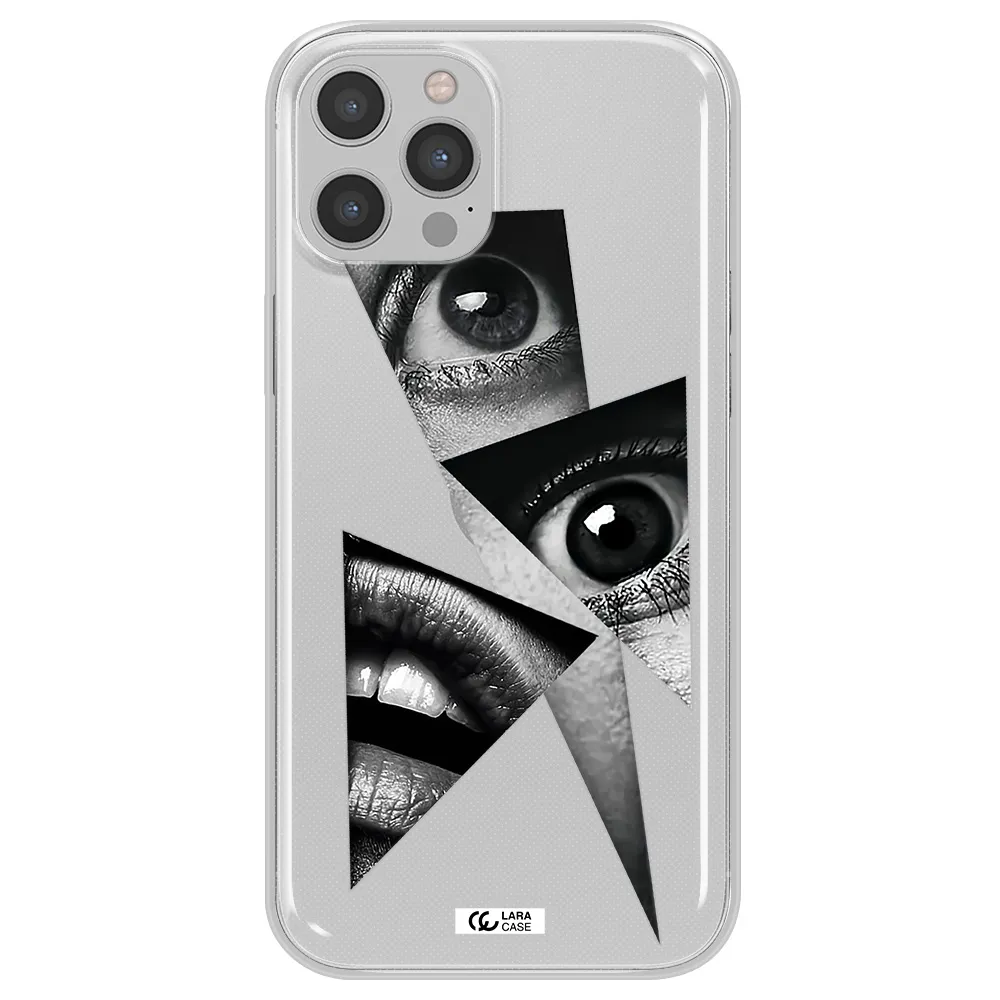 a close-up of a woman's eyes and lips Apple iPhone 12 pro Clear TPU Case