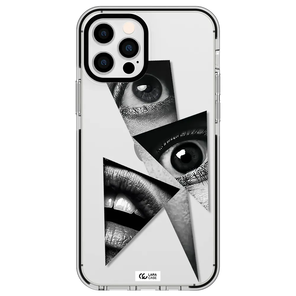 a close-up of a woman's eyes and lips Apple iPhone 12 pro impact black border Case