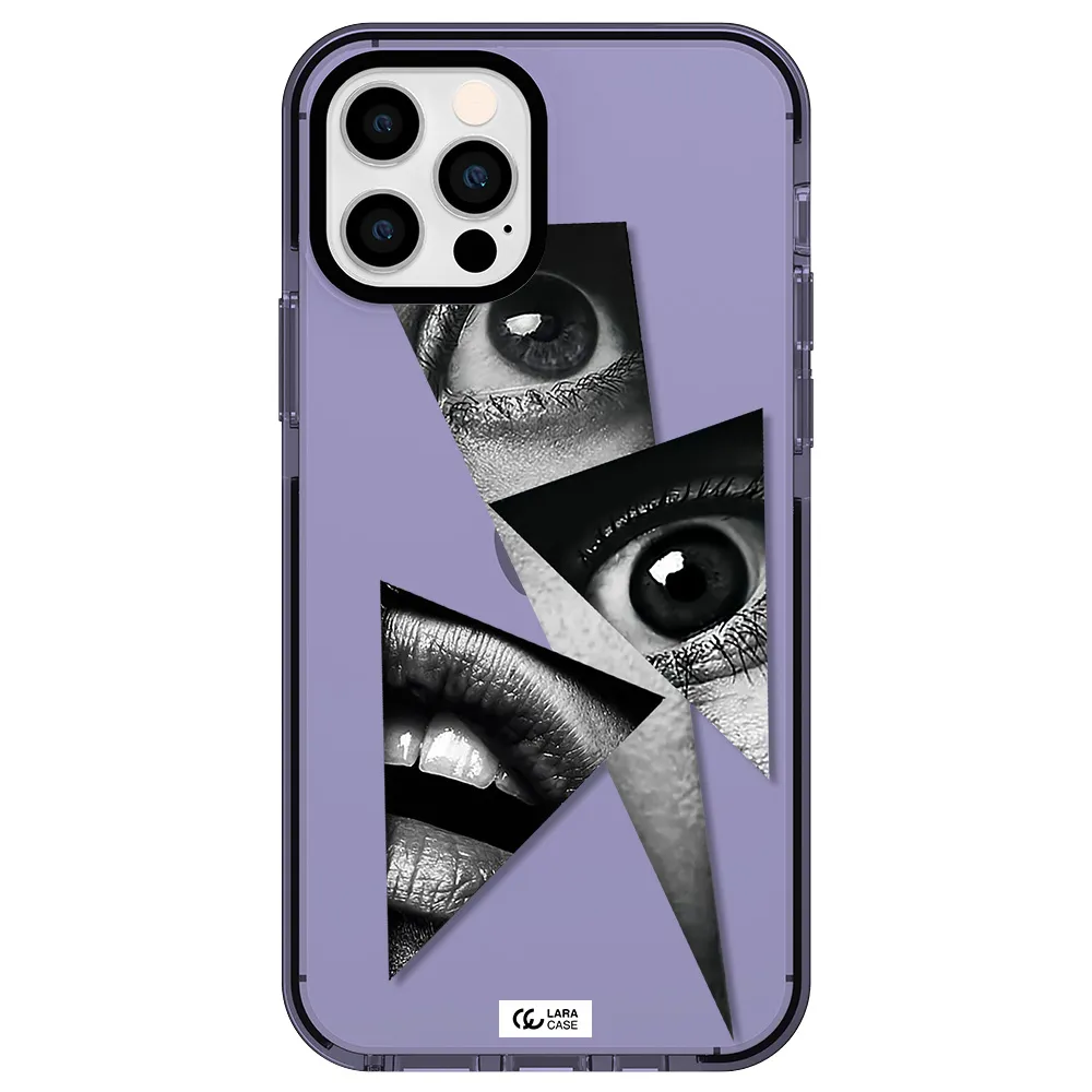 a close-up of a woman's eyes and lips Apple iPhone 12 pro impact Lilac Case