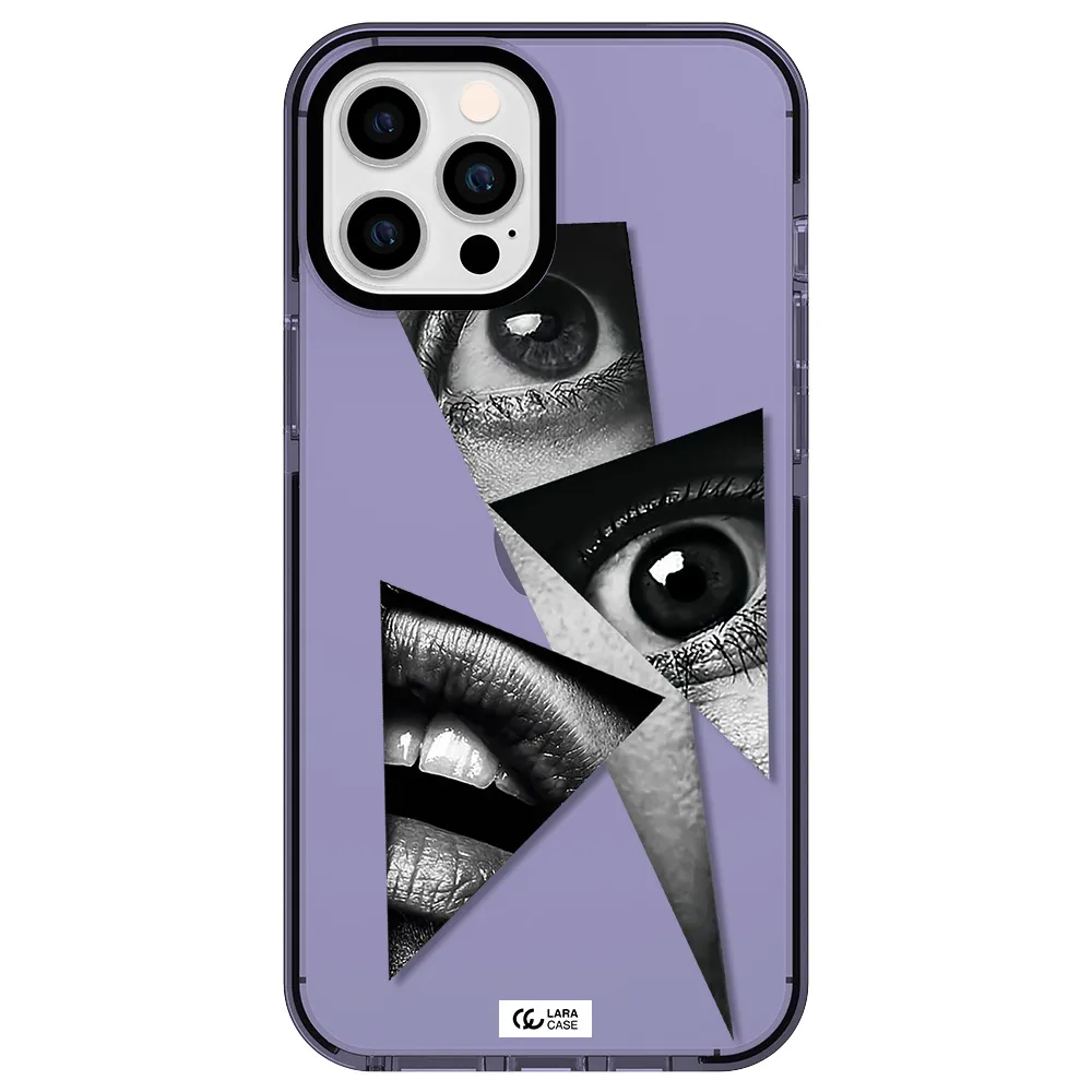 a close-up of a woman's eyes and lips Apple iPhone 12 pro max impact Lilac Case