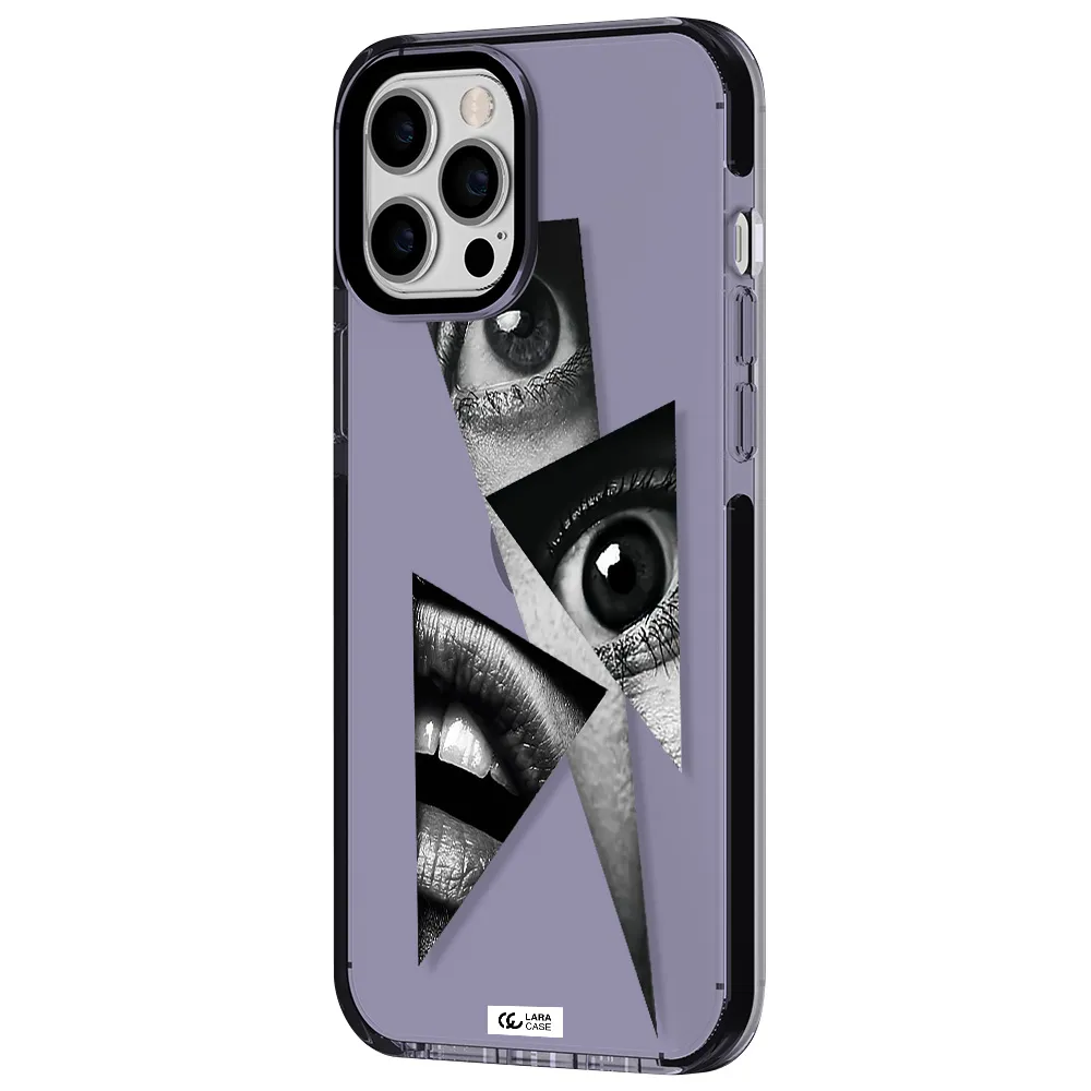 a close-up of a woman's eyes and lips Apple iPhone 12 pro max impact Lilac Case