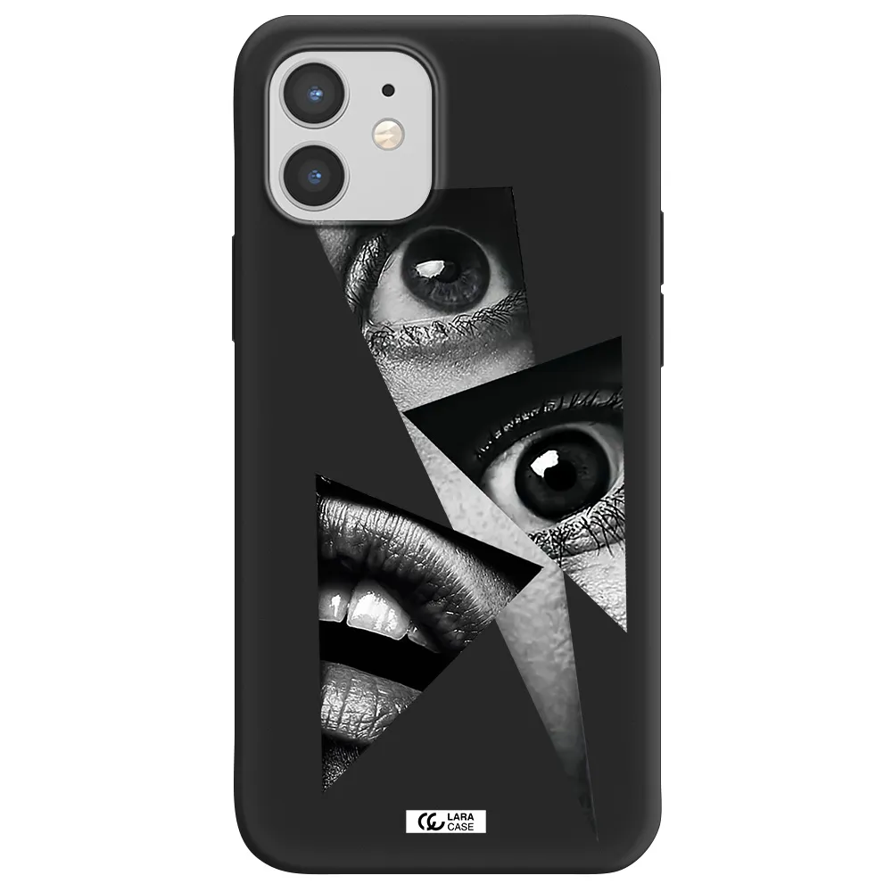a close-up of a woman's eyes and lips Apple iPhone 12 Silicone black Case