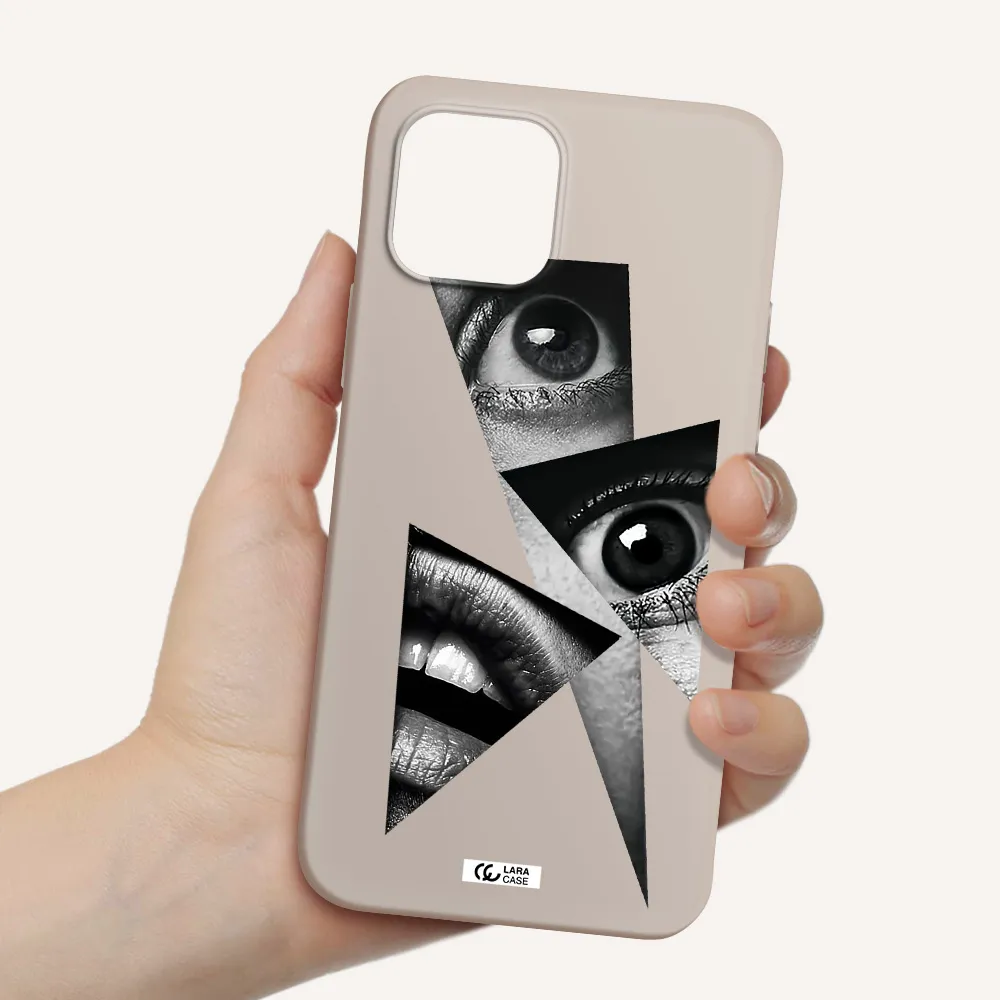 a close-up of a woman's eyes and lips Apple iPhone 12 Silicone Stone Case