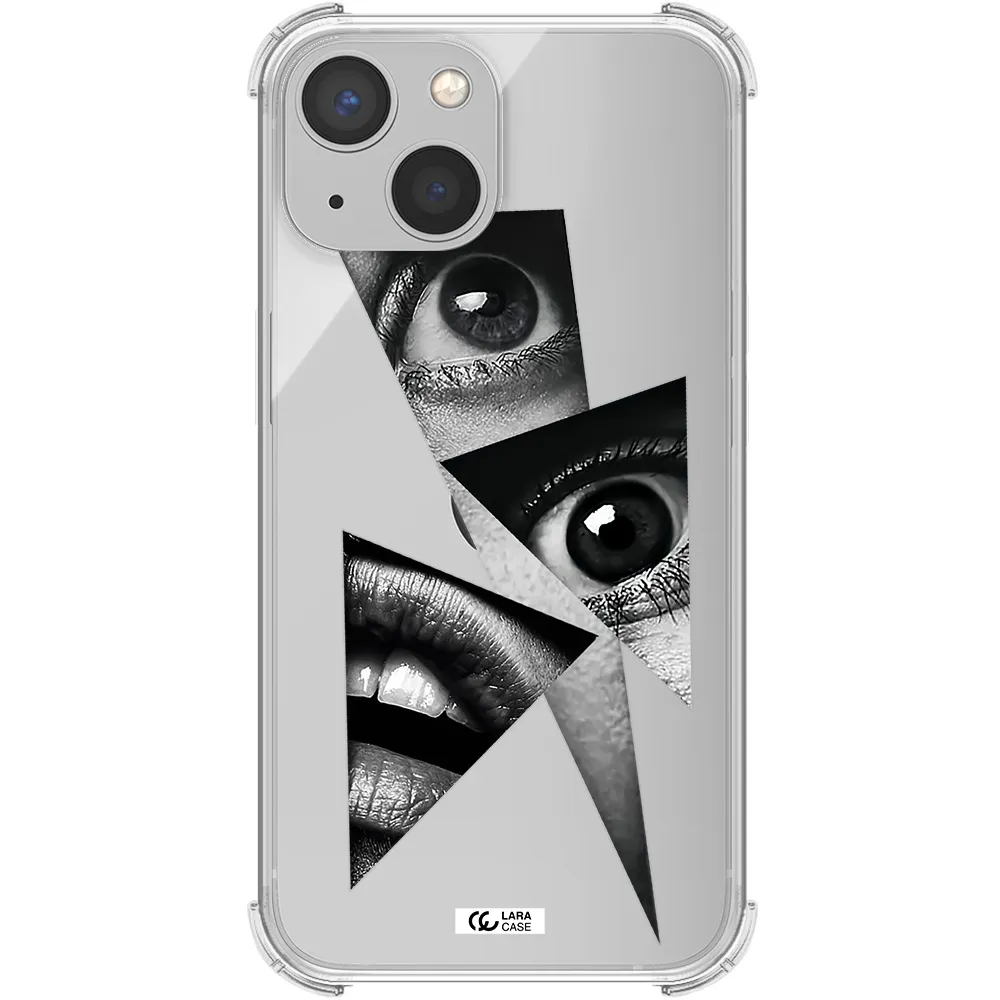 a close-up of a woman's eyes and lips Apple iPhone 13 Clear PC Case