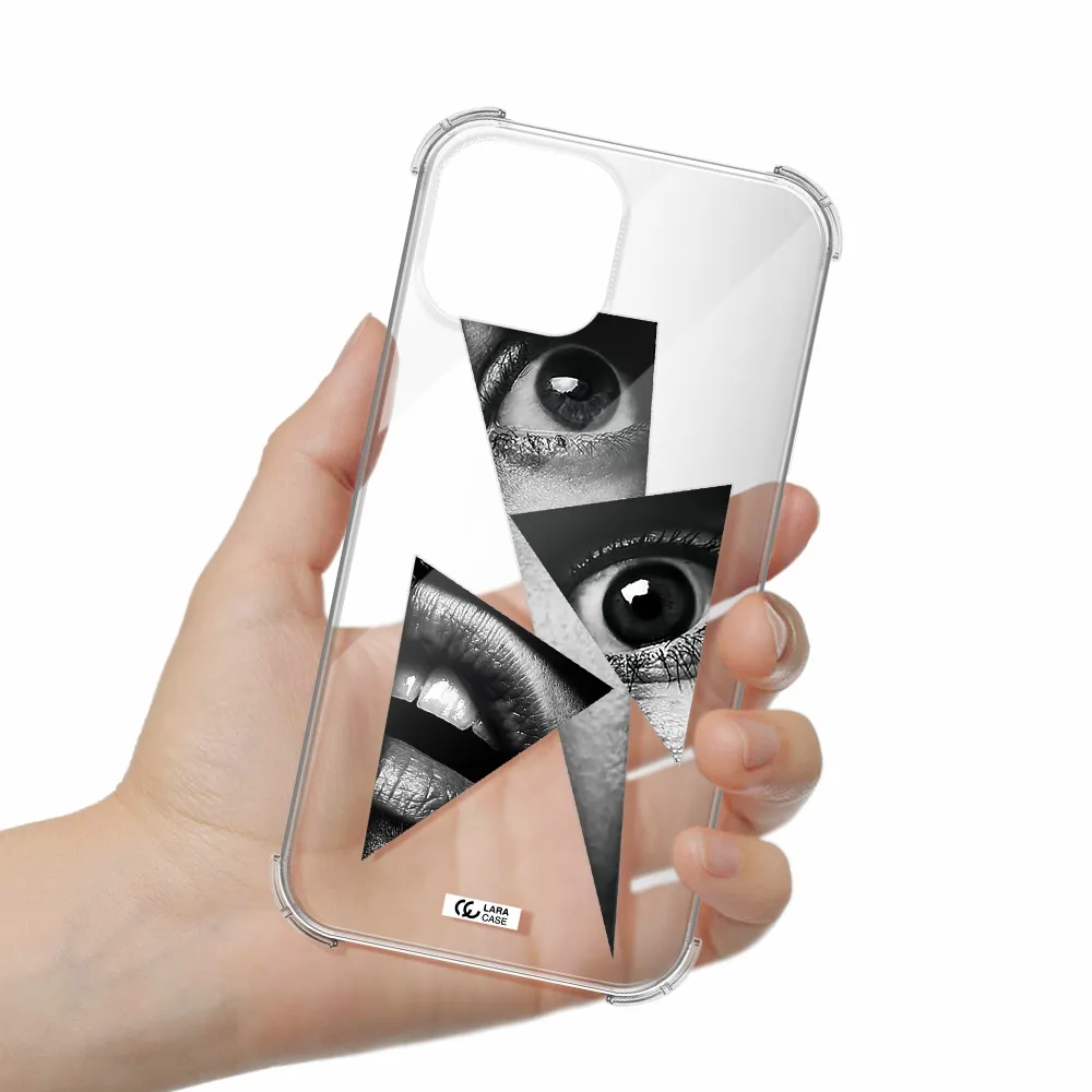 a close-up of a woman's eyes and lips Apple iPhone 13 Clear PC Case