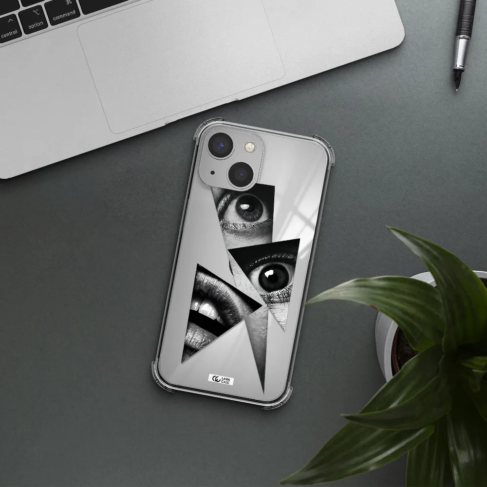 a close-up of a woman's eyes and lips Apple iPhone 13 Clear PC Case