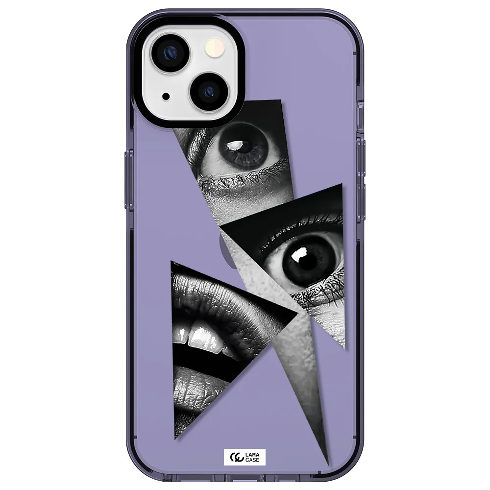 a close-up of a woman's eyes and lips Apple iPhone 13 impact Lilac Case