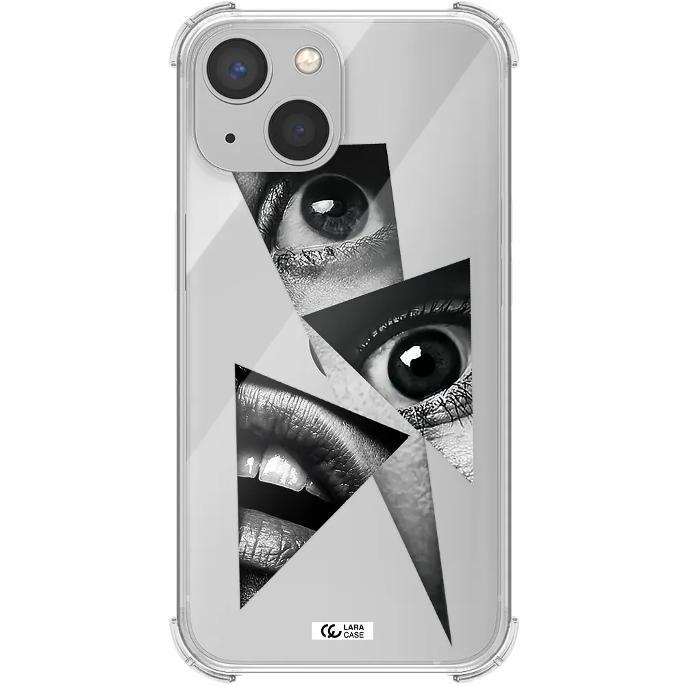 a close-up of a woman's eyes and lips Apple iPhone 13 mini Clear PC Case