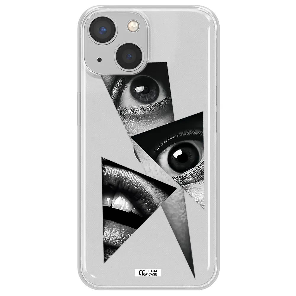 a close-up of a woman's eyes and lips Apple iPhone 13 mini Clear TPU Case