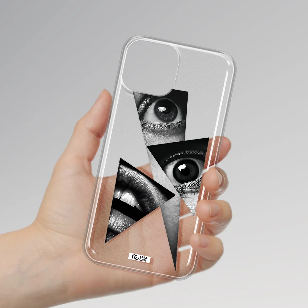 a close-up of a woman's eyes and lips Apple iPhone 13 mini Clear TPU Case