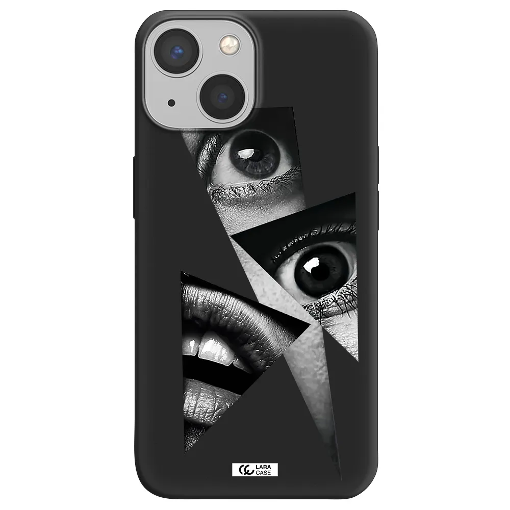 a close-up of a woman's eyes and lips Apple iPhone 13 mini Silicone black Case