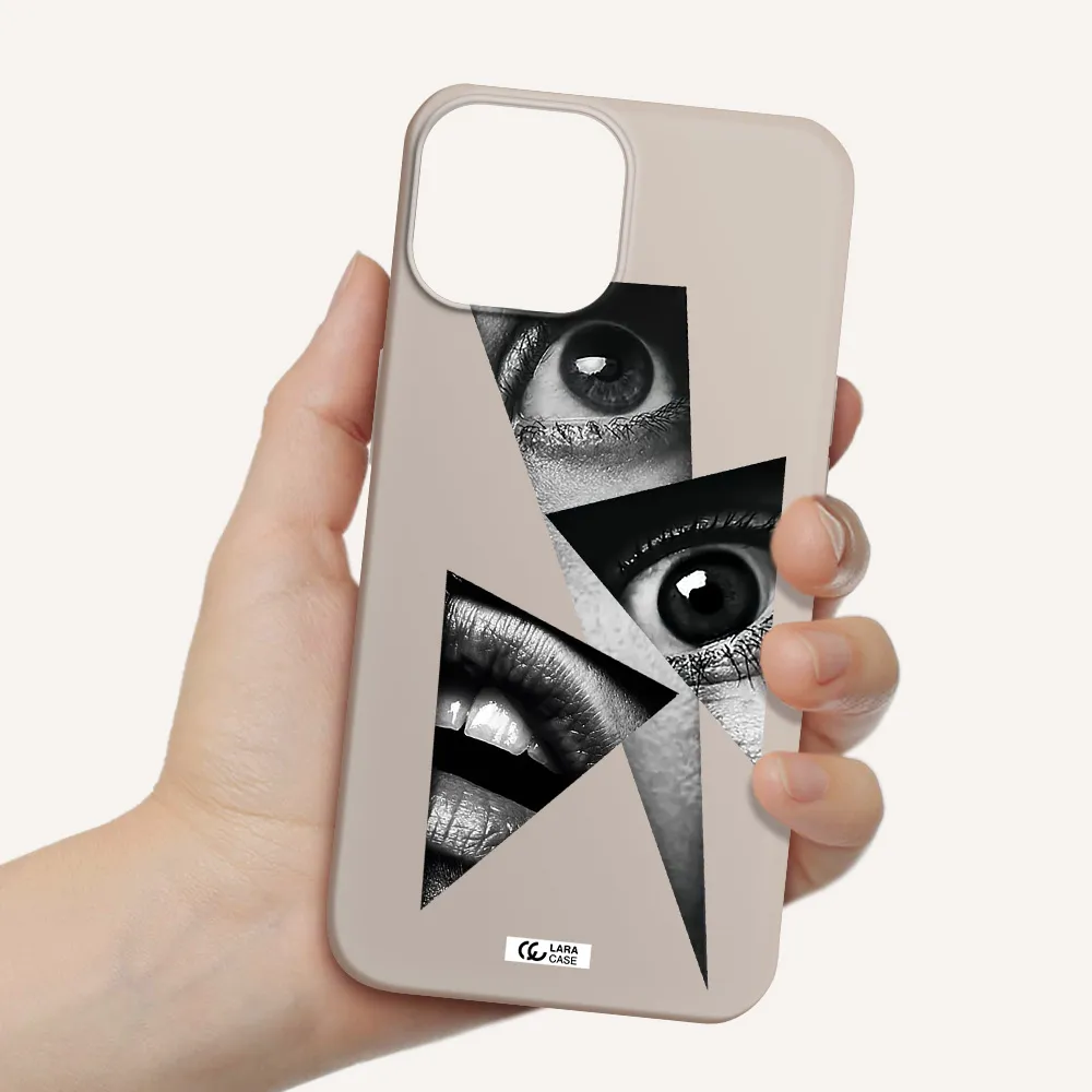 a close-up of a woman's eyes and lips Apple iPhone 13 mini Silicone Stone Case