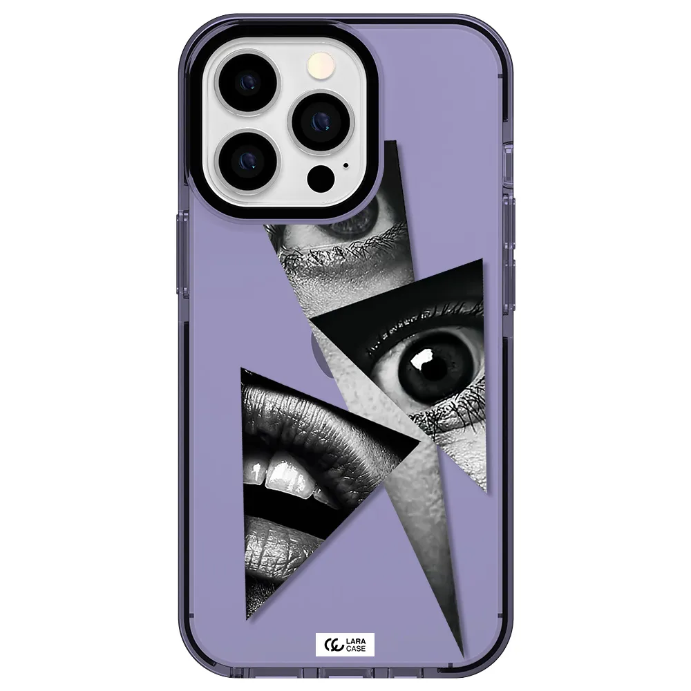 a close-up of a woman's eyes and lips Apple iPhone 13 Pro impact Lilac Case