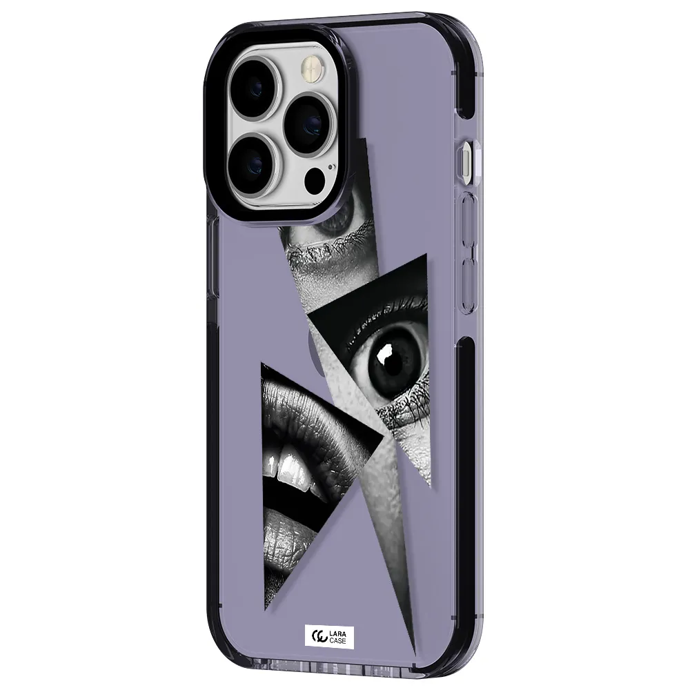 a close-up of a woman's eyes and lips Apple iPhone 13 Pro impact Lilac Case