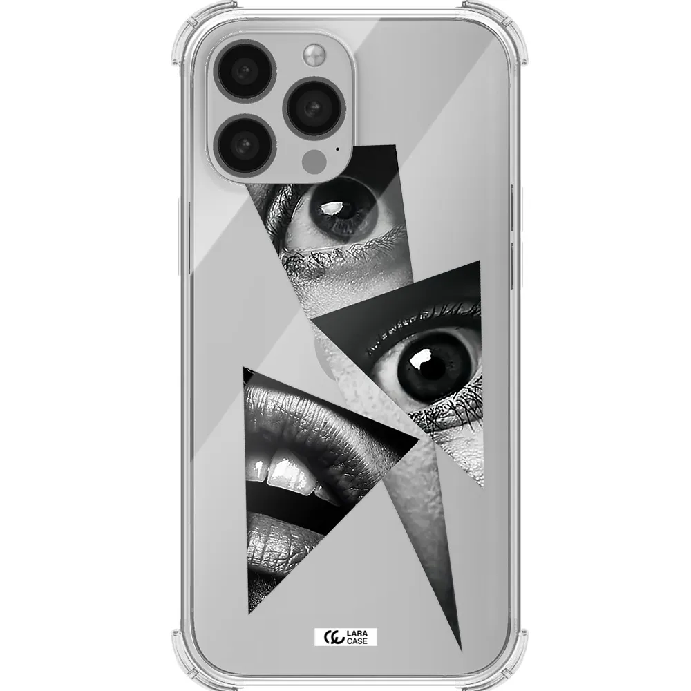 a close-up of a woman's eyes and lips Apple iPhone 13 Pro Max Clear PC Case
