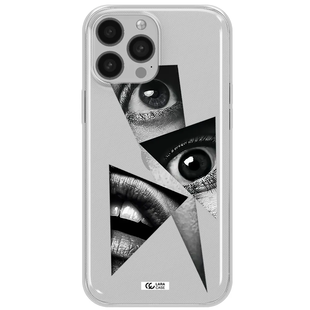 a close-up of a woman's eyes and lips Apple iPhone 13 Pro Max Clear TPU Case