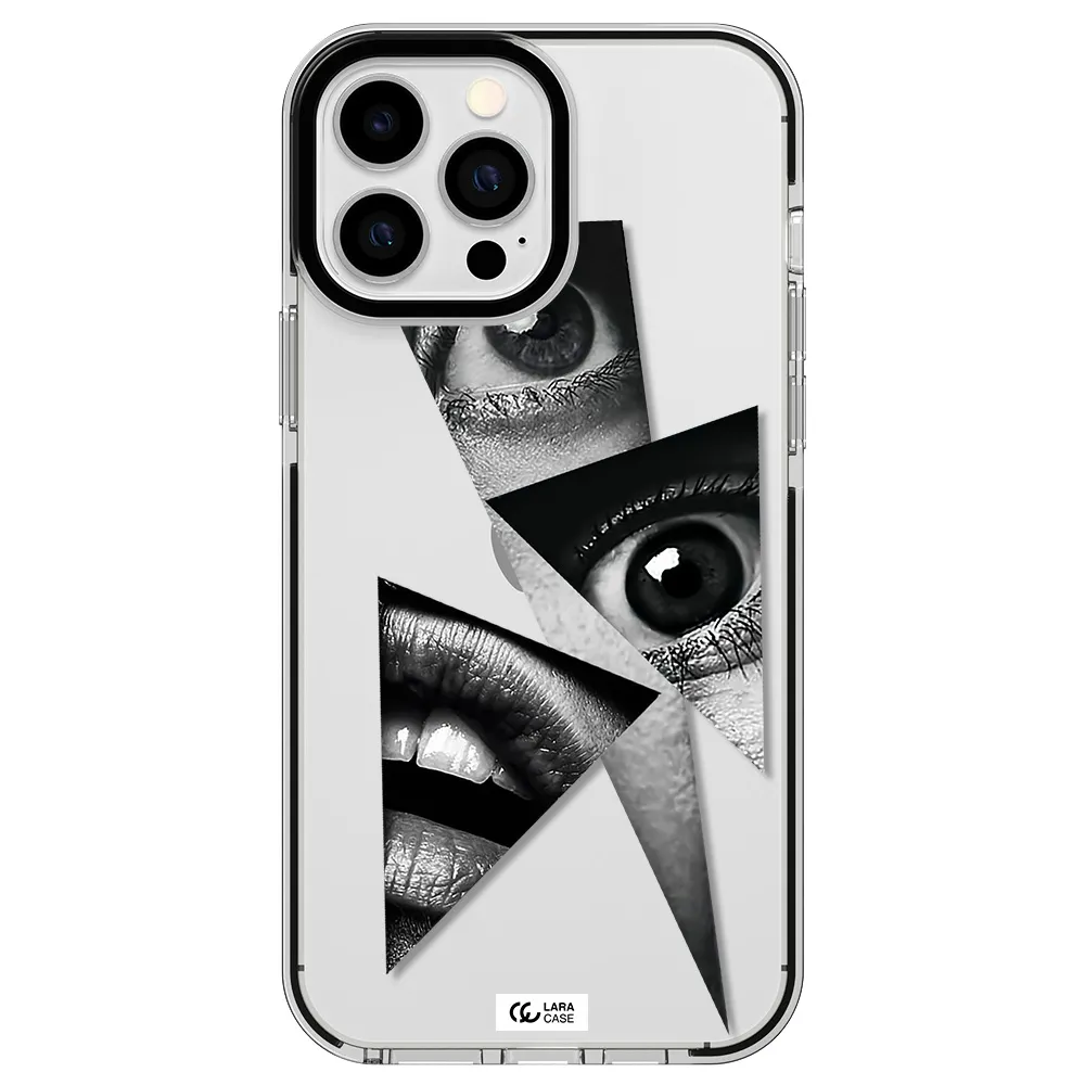 a close-up of a woman's eyes and lips Apple iPhone 13 Pro Max impact black border Case