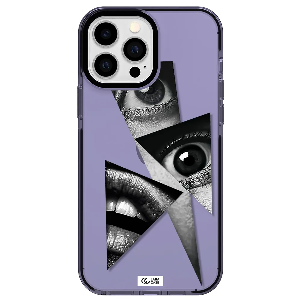 a close-up of a woman's eyes and lips Apple iPhone 13 Pro Max impact Lilac Case