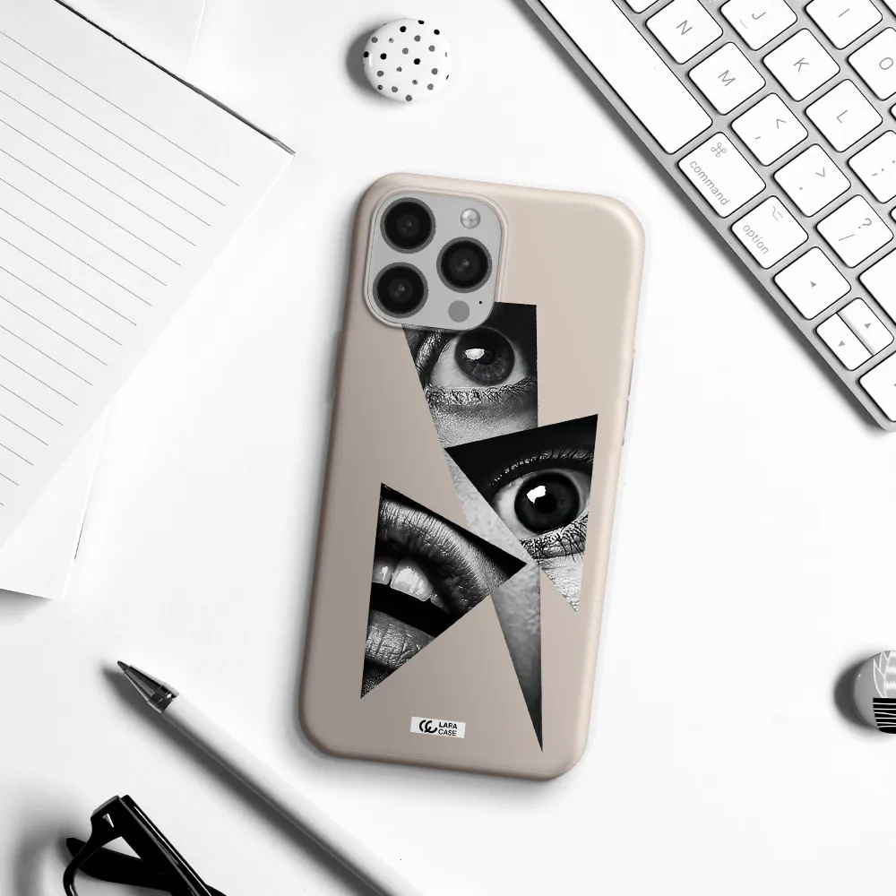 a close-up of a woman's eyes and lips Apple iPhone 13 Pro Max Silicone Stone Case