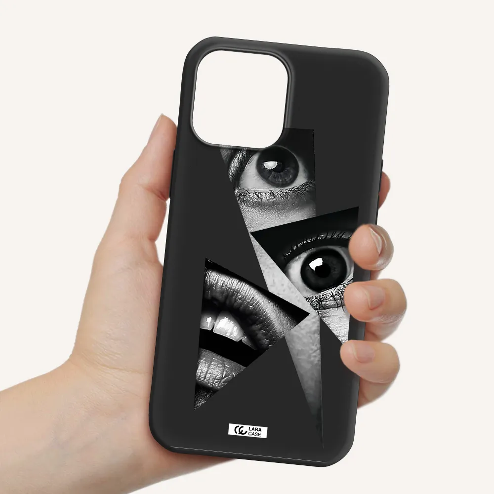a close-up of a woman's eyes and lips Apple iPhone 13 Pro Silicone black Case