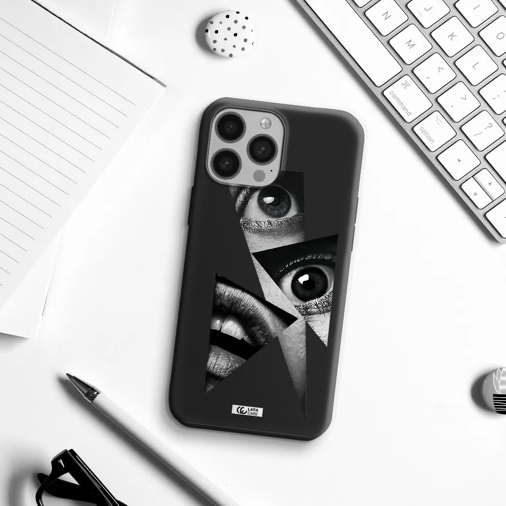 a close-up of a woman's eyes and lips Apple iPhone 13 Pro Silicone black Case