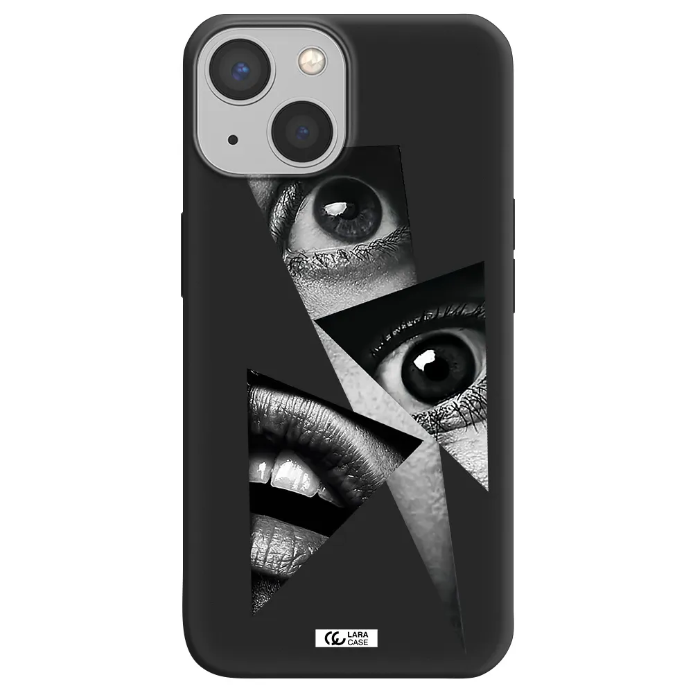 a close-up of a woman's eyes and lips Apple iPhone 13 Silicone black Case