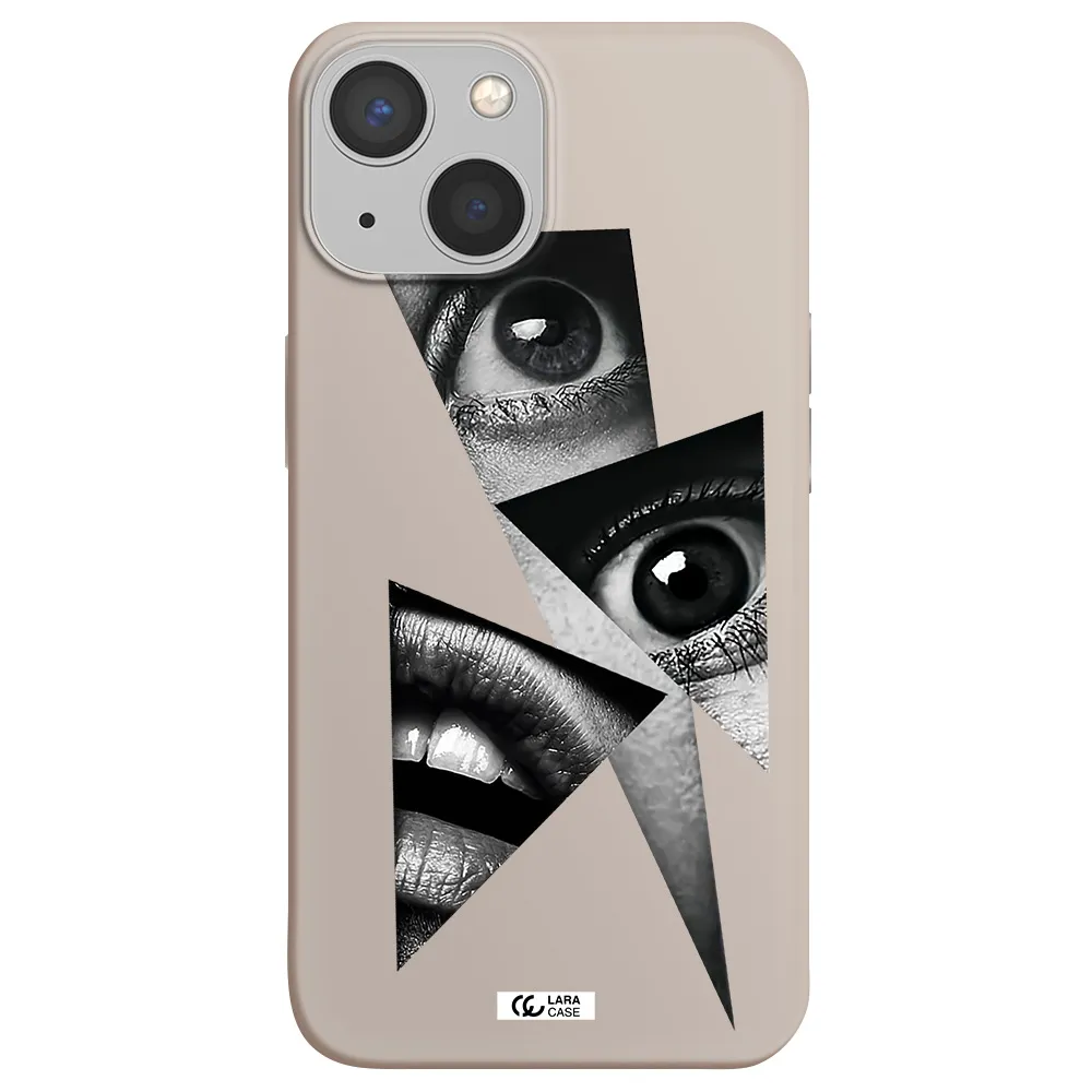 a close-up of a woman's eyes and lips Apple iPhone 13 Silicone Stone Case