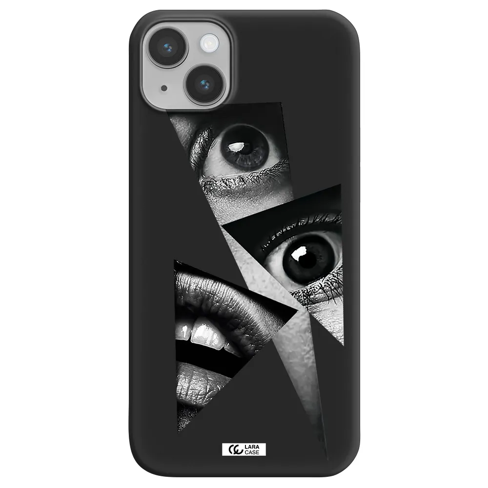 a close-up of a woman's eyes and lips Apple iPhone 14 plus Silicone black Case