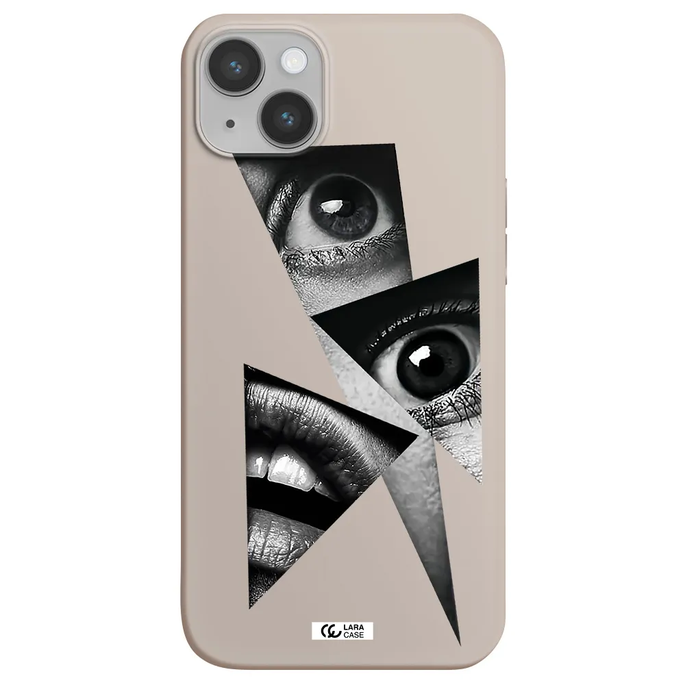 a close-up of a woman's eyes and lips Apple iPhone 14 plus Silicone Stone Case