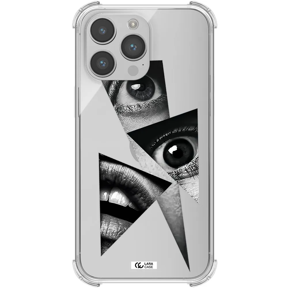 a close-up of a woman's eyes and lips Apple iPhone 14 pro Clear PC Case